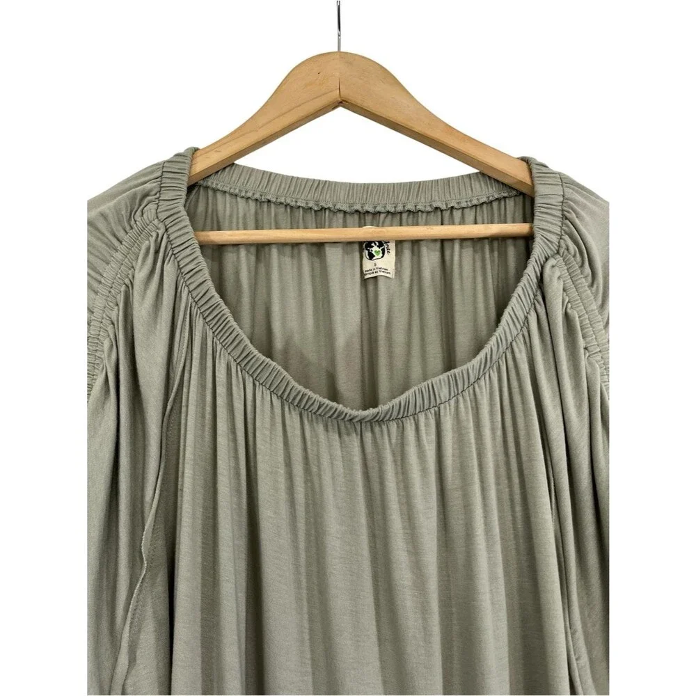 Free People Serenade Tee Sage Green Ruched Sleeve Convertible Top Small